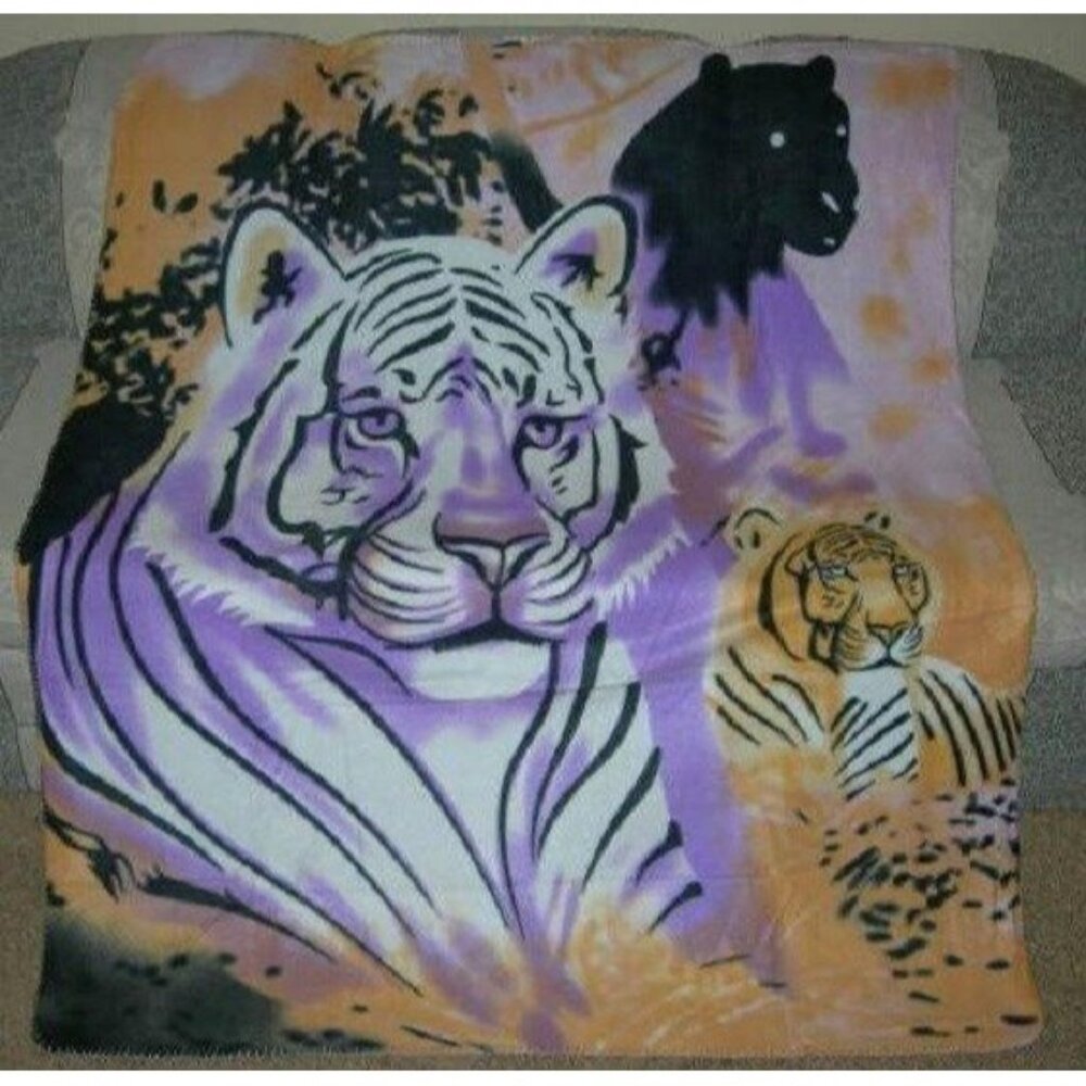 New Big Cats White Tiger Panther Polar Fleece Throw Gift Blanket Light Soft Warm